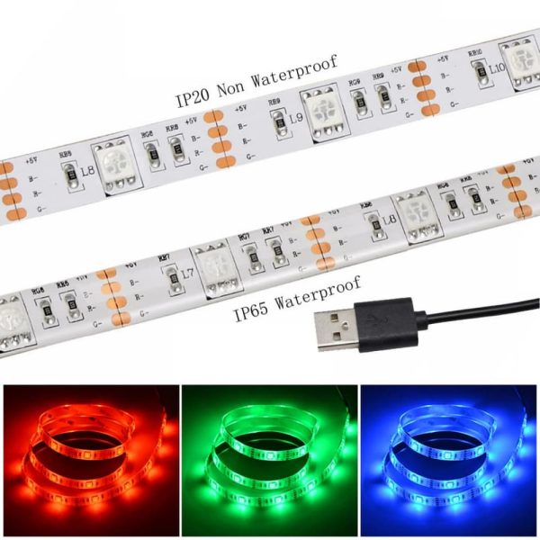 30led rgb white strip 5V USB Powered SMD 5050 RGB LED Strip Lights