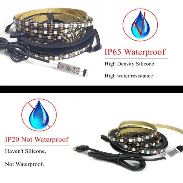 5v usb led strip 60led per meter ip65 waterproof tv strip10 5V USB Powered SMD 5050 RGB LED Strip Lights
