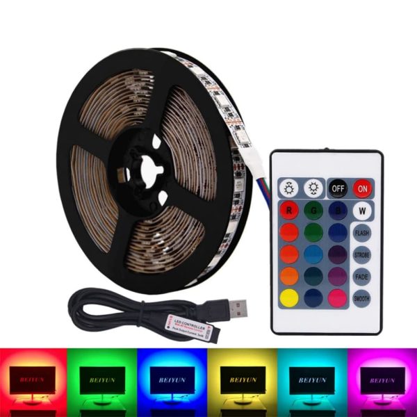 5v usb led strip 60led per meter ip65 waterproof tv strip8 5V USB Powered SMD 5050 RGB LED Strip Lights