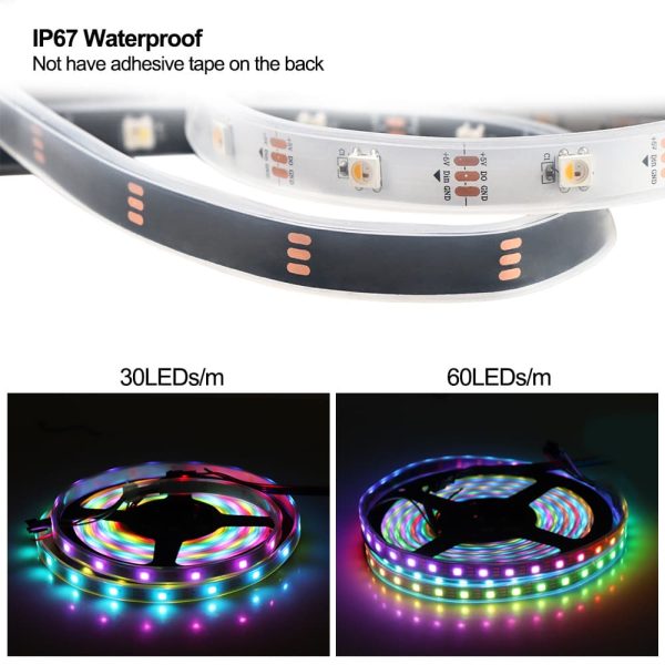 SK6812 RGBW LED Strip Light IP67 Silicone Tube SK6812 SMD 5050 RGBW 4-in-1 5V LED Strip Light