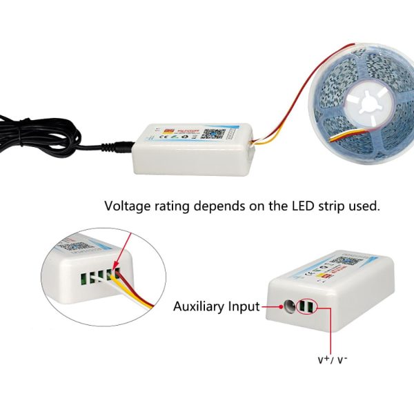 WIFI Controller (2) WiFi Smart LED Tuya Controller With Voice Control Supports Single‑Color, CCT, RGB, RGBW, and RGBCW LED Strips