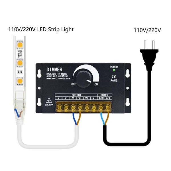 220V High Power Rotary Dimmer (4) High Power Rotary Dimmer Switch for AC 110V / 220V LED Strip Lights