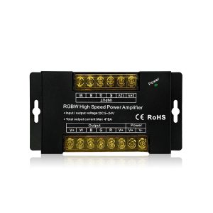 RGBW LED Signal Amplifier (1) RGBW LED Strip Light Signal Amplifier High-Speed Synchronous Repeater 12-24V LED Strip Extension