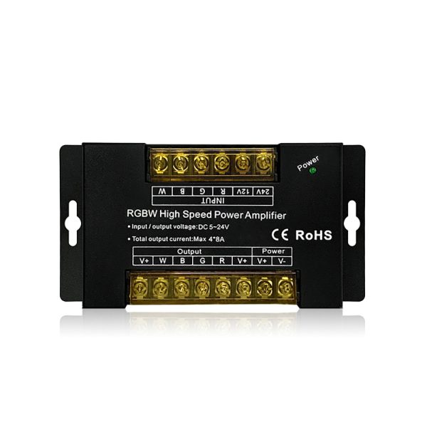 RGBW LED Signal Amplifier (1) RGBW LED Strip Light Signal Amplifier High-Speed Synchronous Repeater 12-24V LED Strip Extension