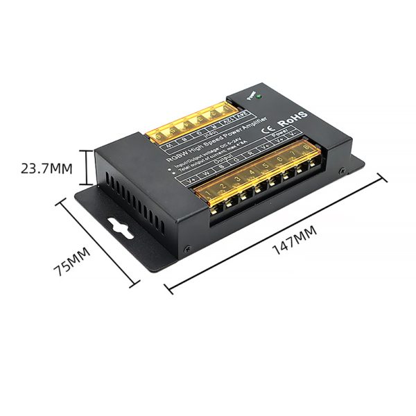 RGBW LED Signal Amplifier (6) RGBW LED Strip Light Signal Amplifier High-Speed Synchronous Repeater 12-24V LED Strip Extension