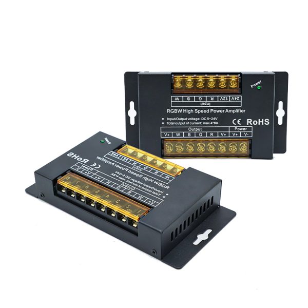 RGBW LED Signal Amplifier (7) RGBW LED Strip Light Signal Amplifier High-Speed Synchronous Repeater 12-24V LED Strip Extension