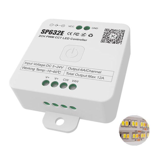 SP632E 2CH PWM CCT LED Controller SP638E SPI RGB LED Controller With Bluetooth Music APP Control
