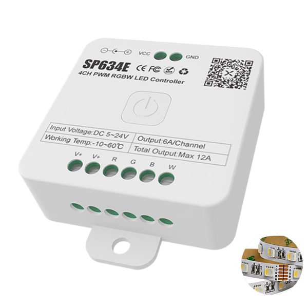 SP634E 4CH PWM RGBW LED Controller SP638E SPI RGB LED Controller With Bluetooth Music APP Control