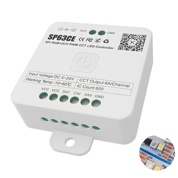 SP63CE SPI RGB 2CH PWM CCT LED Controller SP638E SPI RGB LED Controller With Bluetooth Music APP Control