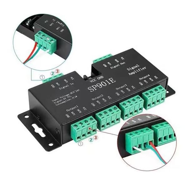 SP901E LED SPI Signal Amplifier (6) SP901E LED SPI Signal Amplifier for Pixel RGB Strip Lights