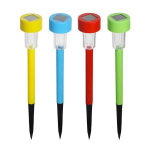 Spike Light (4) Colorful LED Solar Garden Spike Lights Waterproof Outdoor Path Lawn Lights