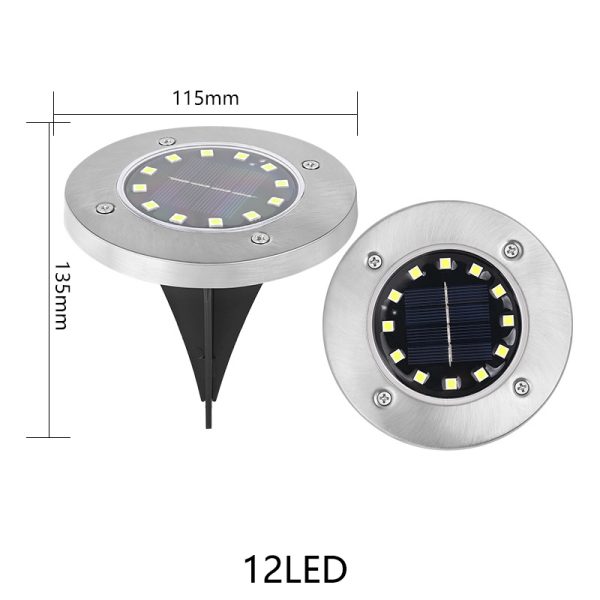 12leds underground light white light Outdoor IP65 Waterproof Solar Stainless Steel LED Inground Lights