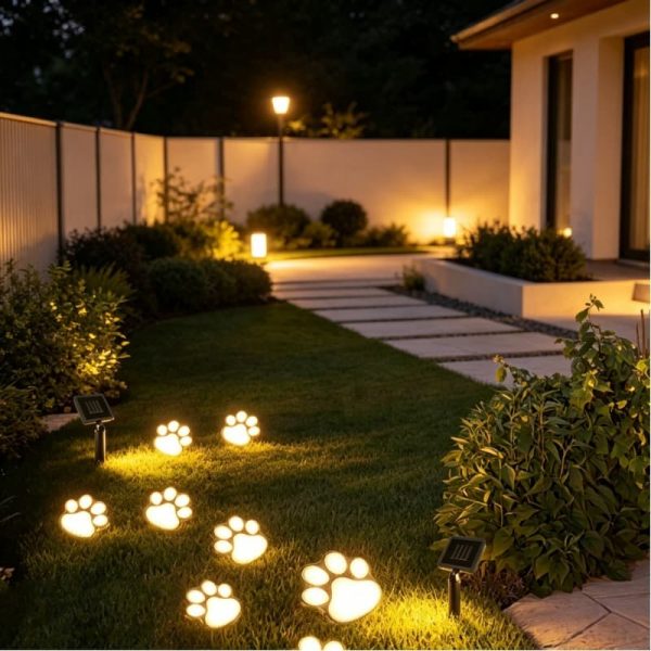 4 in1 Bear Paw Solar Inground Light 1 4-in-1 Cat Paw Solar Inground Lawn Light Animal Footprint Pathway Multi-Head Lamp