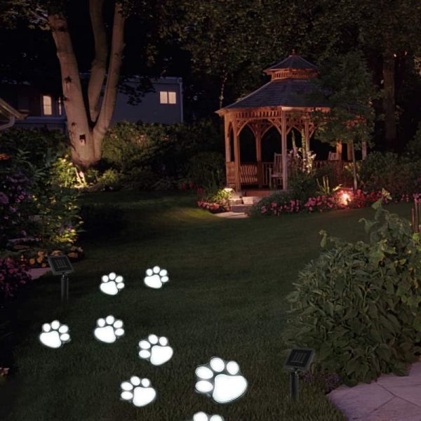 4 in1 Bear Paw Solar Inground Light 3 4-in-1 Cat Paw Solar Inground Lawn Light Animal Footprint Pathway Multi-Head Lamp
