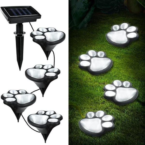 4 in1 Bear Paw Solar Inground Light 4 4-in-1 Cat Paw Solar Inground Lawn Light Animal Footprint Pathway Multi-Head Lamp
