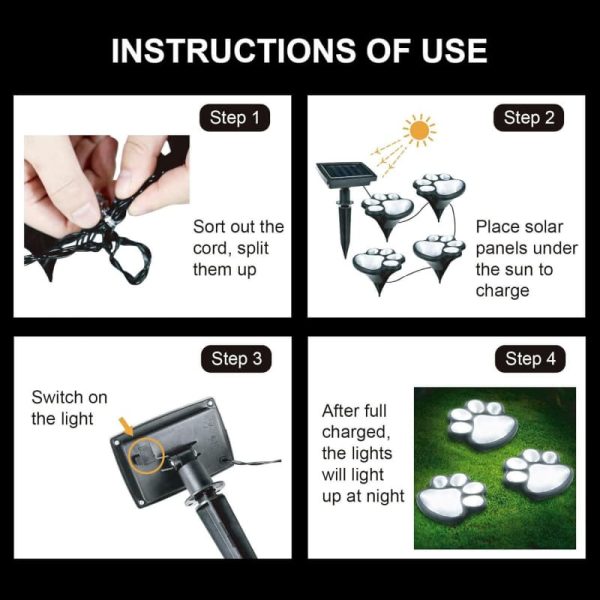 4 in1 Bear Paw Solar Inground Light 5 4-in-1 Cat Paw Solar Inground Lawn Light Animal Footprint Pathway Multi-Head Lamp
