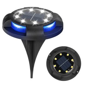 8+4 LED Dual-Color Solar Inground Light (1) 8+4 LED Dual Color Solar Inground Light - Outdoor Waterproof Ground & Lawn Lamp with Side Blue Lighting