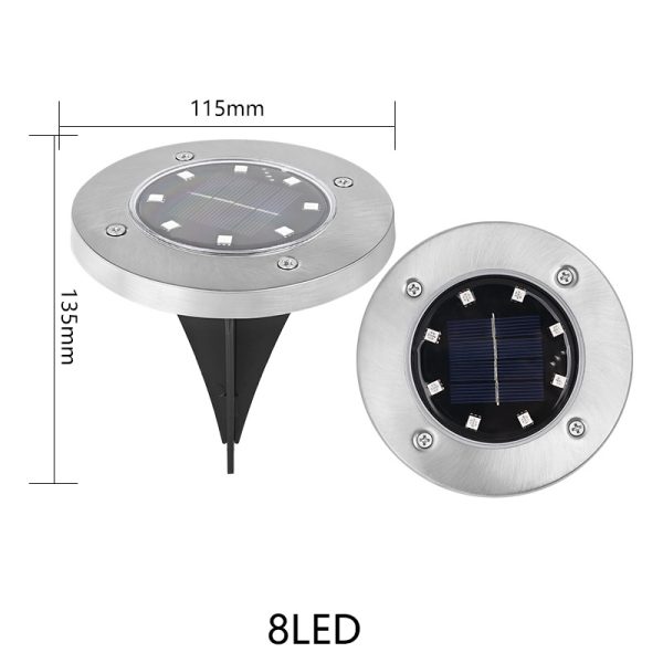 8leds underground light rgb light Outdoor IP65 Waterproof Solar Stainless Steel LED Inground Lights