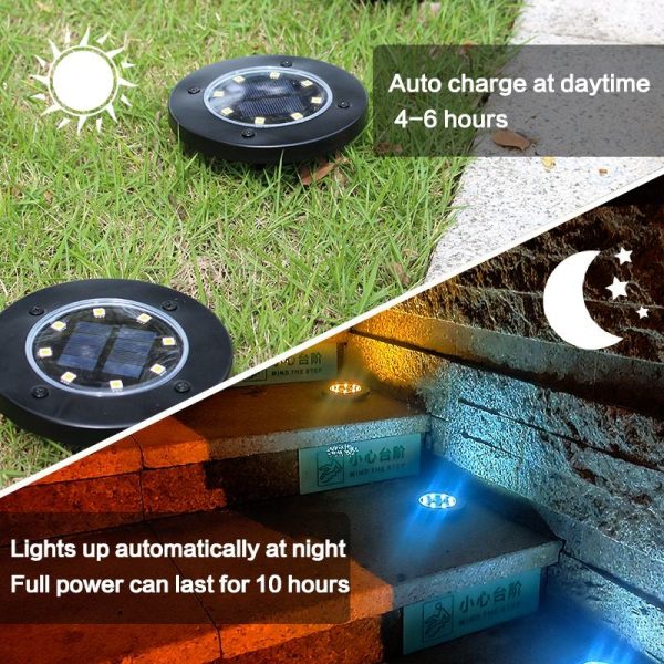 Black Finish Solar LED Inground Light (3) Outdoor Waterproof Ground Black Shell Solar LED Inground Light for Pathway