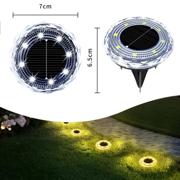 Crystal Diamond Solar Inground Light 2 8LED Crystal Diamond Solar Inground Light - Outdoor Waterproof Refractive Landscape & Lawn Ground Lamp