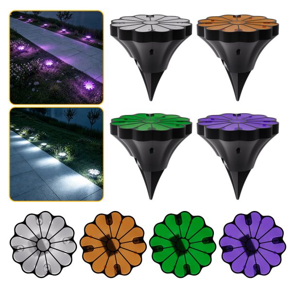 Decorative Flower Shape Solar Inground Light (2) Decorative Flower Shape Solar Inground Light