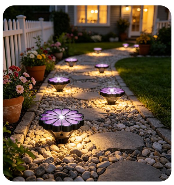 Decorative Flower Shape Solar Inground Light (8) Decorative Flower Shape Solar Inground Light