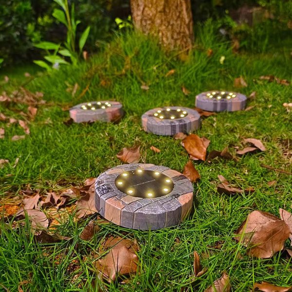Faux Stone Resin Solar Inground Lights (8) Faux Stone Resin Solar Inground Lights 8LED Outdoor Waterproof Simulated Cobblestone Landscape Lawn Lamp