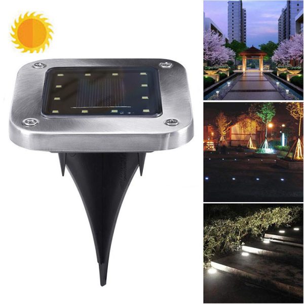 Silver Square LED Inground Light 1 Outdoor Waterproof Ground Square Solar Inground Light