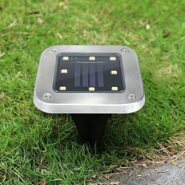Silver Square LED Inground Light Outdoor Waterproof Ground Square Solar Inground Light